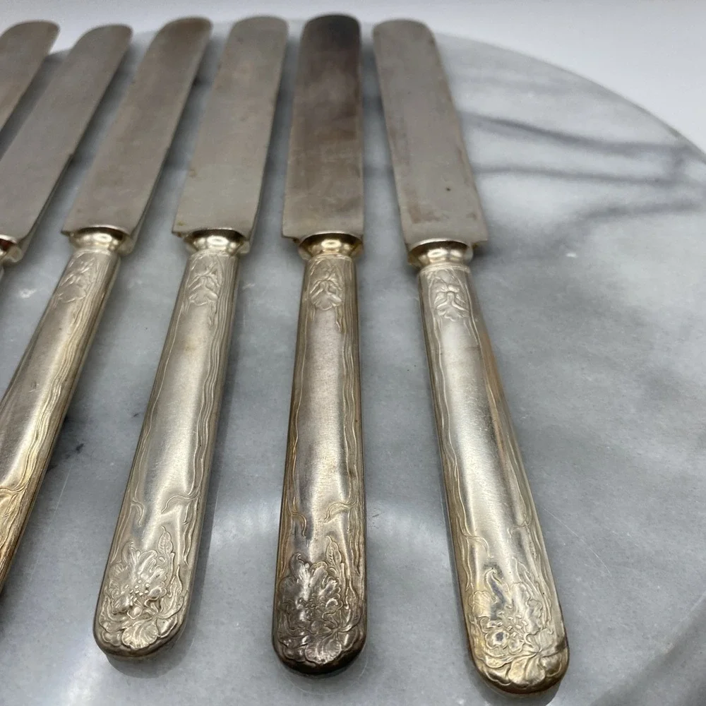 American Silver Plate Co Vintage 40+ Pc Flatware Set Floral Art Nouveau Wood Box
